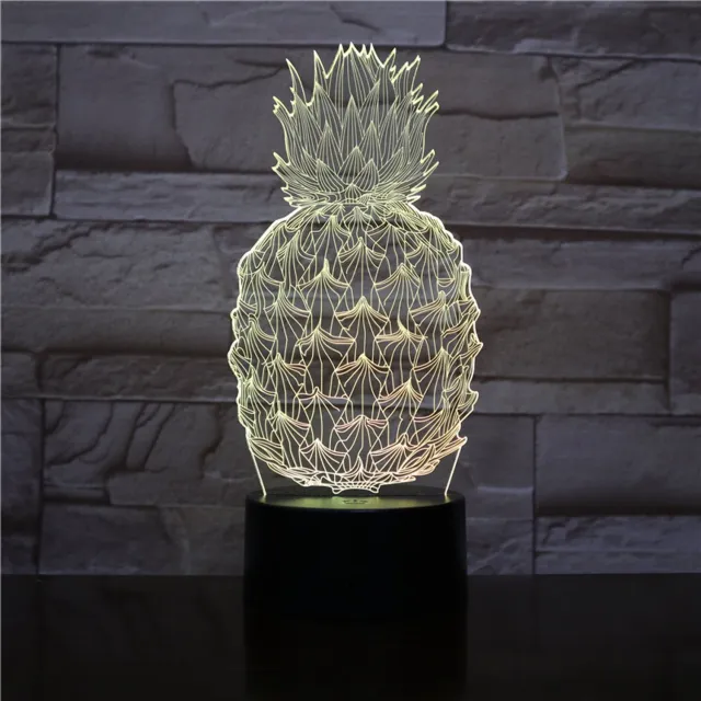 MC Living 3D Led Lamp Met Gravering - RGB 7 Kleuren - Ananas