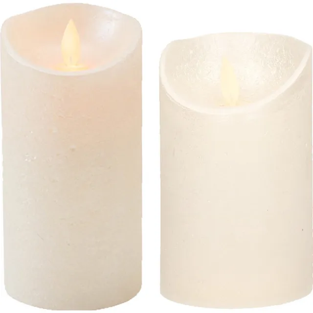 Anna's Collection Set van 2x stuks Creme Parel Led kaarsen met bewegende vlam - 12.5 en 15 cm - Sfeer stompkaarsen voor binnen