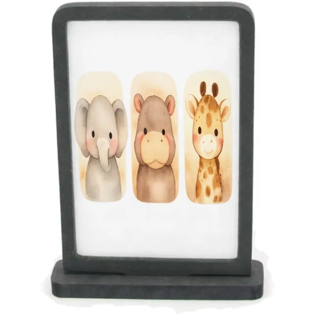Mr Cadeautjes Houten fotolijst rechthoek met MDF inleg - design Safari duo in afgeronde panelen | cadeau Wit