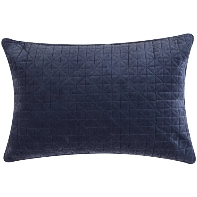 Mars & More Sierkussen velours indigo - driehoekmotief - 40 x 60 cm Blauw