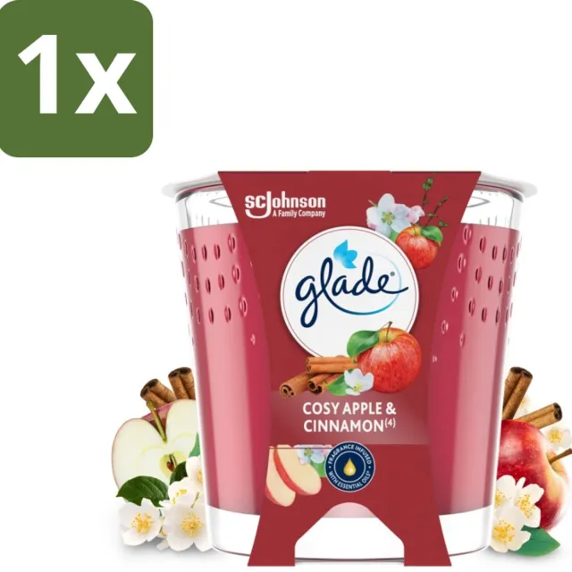 Glade 1 x Glade - Geurkaars Cosy Appel Kaneel - 100% Raapzaadwas & Vegan - 112 g - Geurkaars - Vegan - Raapzaadwas - Appel Kaneel - Warme Geur rood