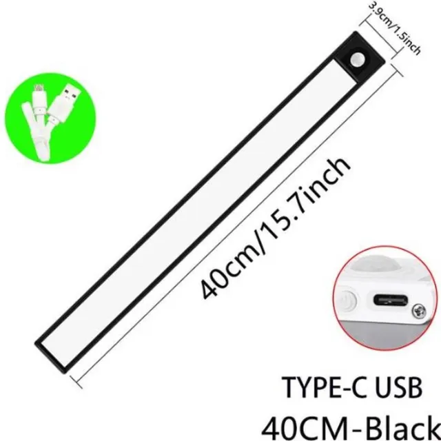 TLVX LED Lamp met Beweging Sensor Oplaadbaar / Draadloos / 5V / USB / Accu / 40CM / 86 LED’s / Dimbaar / Kastverlichting / Keuken lamp/ Instelbare Licht Kleur / Smart LED verlichting / Magnetische plakstrips / Light Motion Sensor / Zwart Frame Wit