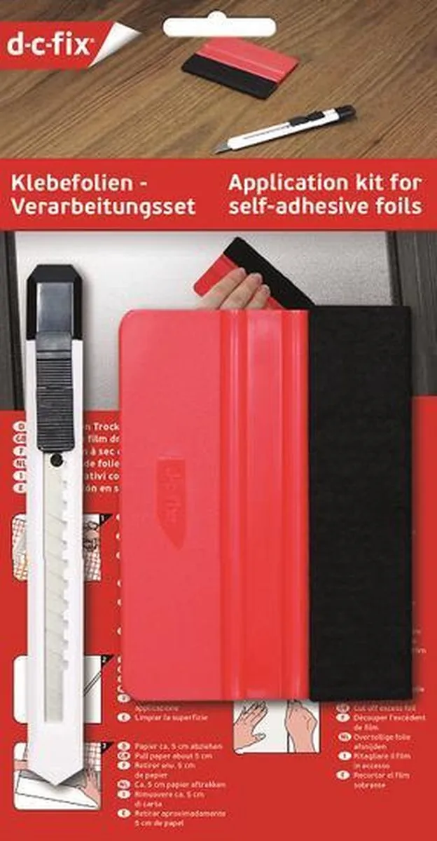 Plakfoliewebshop.nl Aanbrengset - foliemes - rakel met vilt - wrappen Rood
