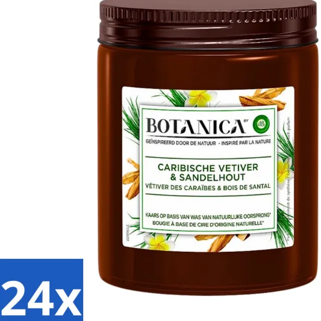Air Wick 24 x Botanica by Air Wick - Geurkaars - Vetiver & Sandelhout - 40 Uur Brandduur - Geurkaars - Sandelhout - Vetiver - Botanica By Air Wick - Air Wick Bruin