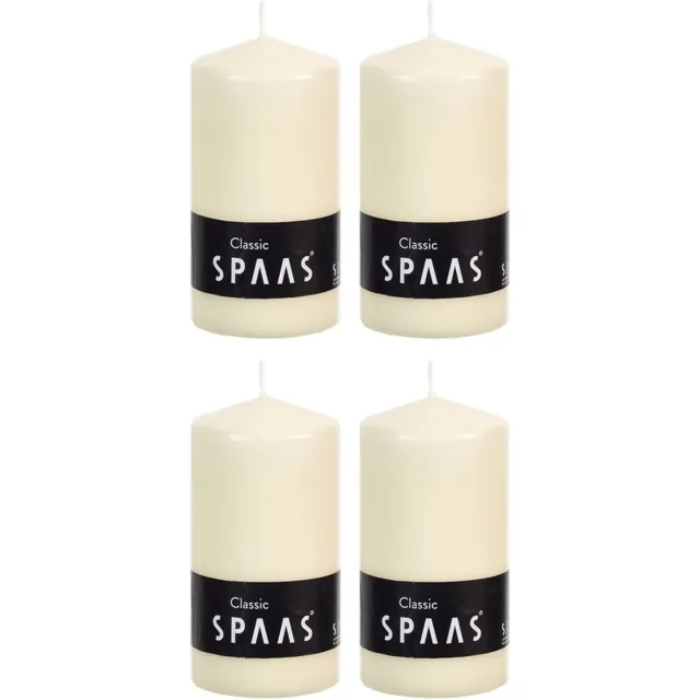 Spaas Cilinderkaars/stompkaars - ivoorwit - 4x - 6 x 10 cm - 25 branduren - horeca kaarsen
