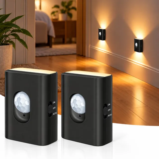 Sounix Kastverlichting met Bewegingssensor - Nachtlampje - 2 Stuks - Draadloos & Magnetisch - Warm Wit - Zwart