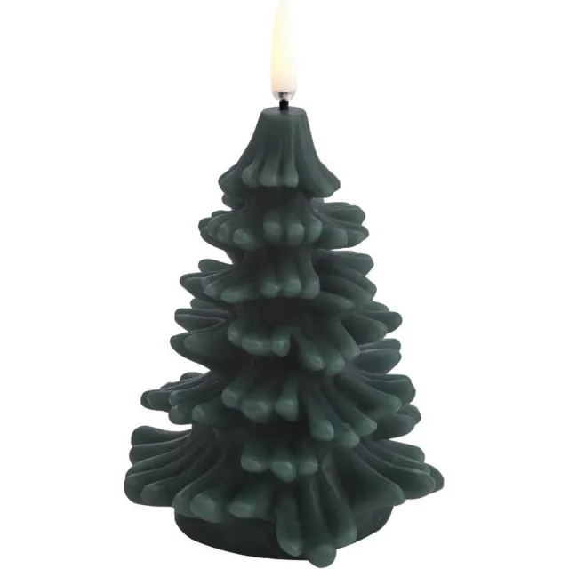 Uyuni LED Kerstboom-Kaars Pine green - Smooth 9x12cm Groen