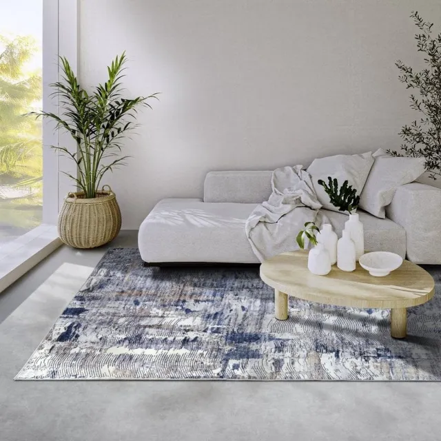 Elle Decoration Flycarpets Elle Decoration - Imagination - Laagpolig Vloerkleed - Malard - Blauw / Beige - 160x230 cm Grijs
