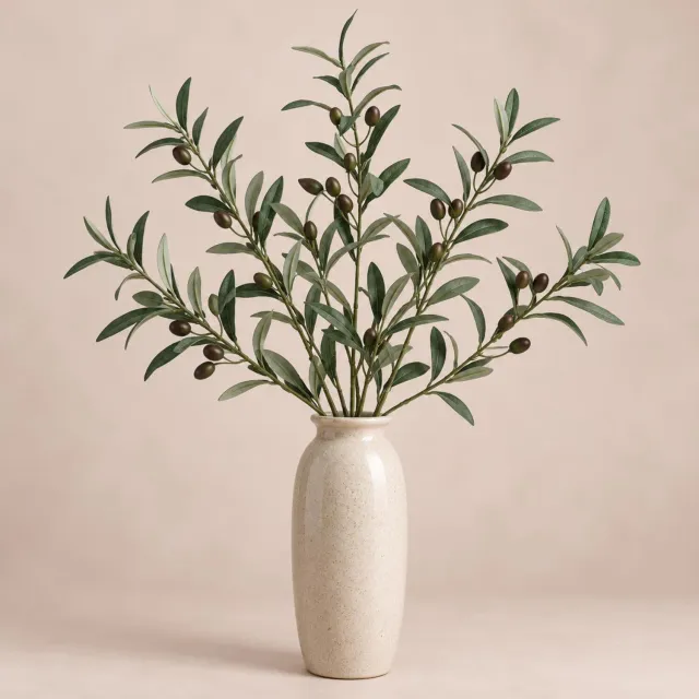 Bellatio Design Kunstplant Olijf takken - 5x - 75 cm - groen - olijfboom - siertakken stelen - decoratie