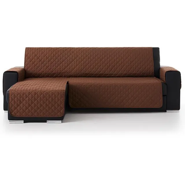 Belmarti Duo quilt Chaise Longue links - Bankbeschermer - 280cm breed - Bruin - OekoTex keurmerk