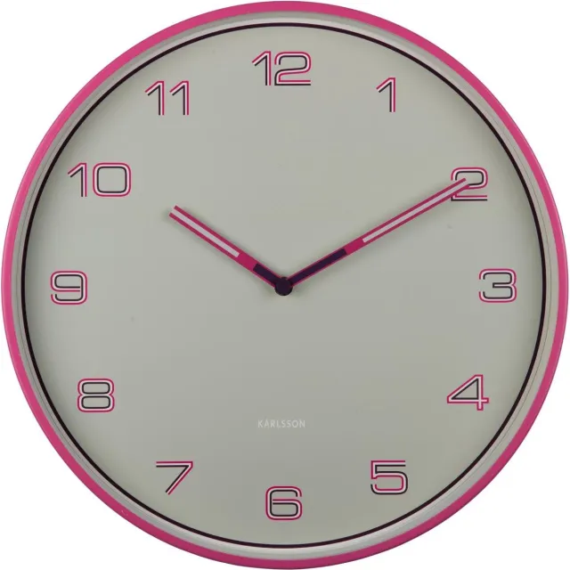 Karlsson Wandklok Lined Numbers - Roze - Ø40cm - Wandklok Scandinavisch