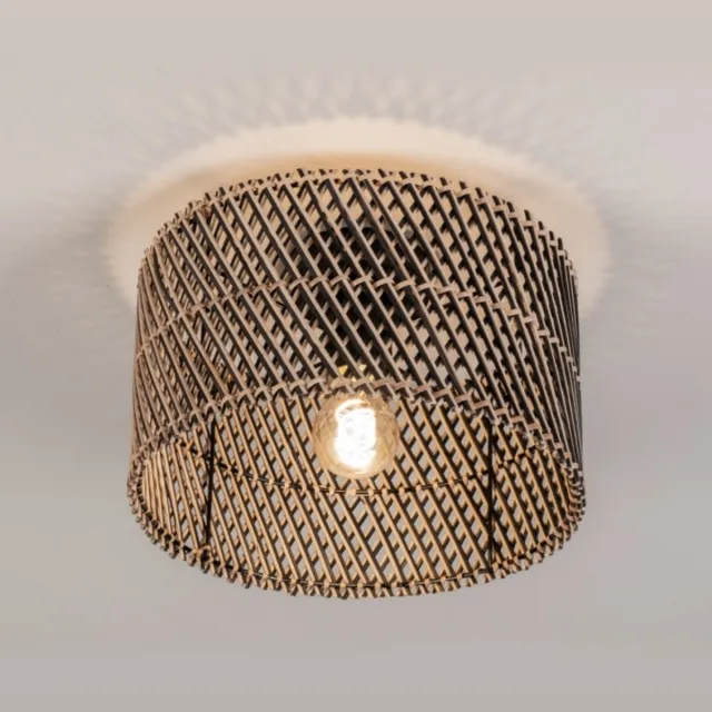 Lumidora Plafondlamp 31471 - Plafonniere - MAZE - E27 - Zwart - Naturel - Rotan - ⌀ 30 cm