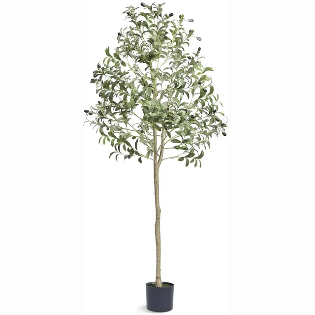 Cherrys Finds Kunst Olijfboom - Olijfboom Kunstplant 155cm - Kunstboom Olijf - Kunst Olijfboom Voor Binnen En Buiten - Met Zwarte Pot Groen