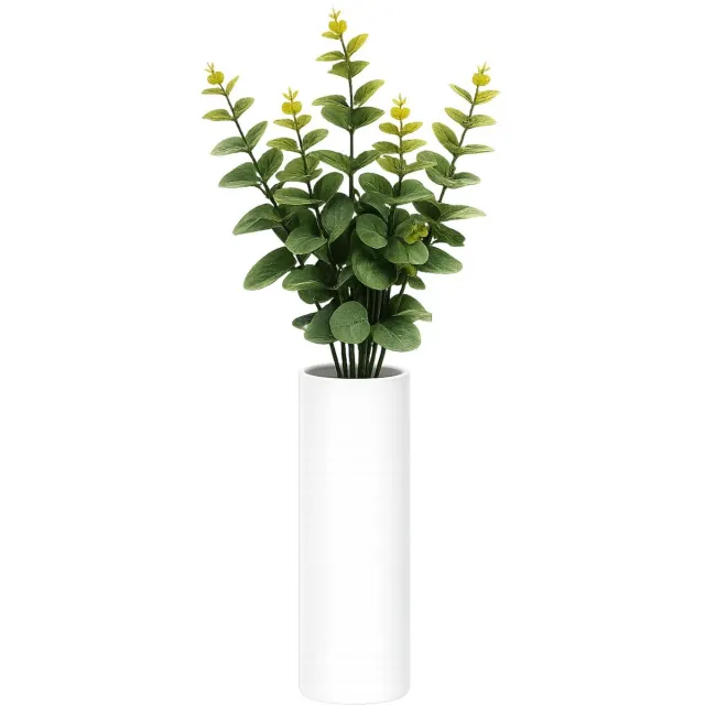 Bellatio Design Kunstbloem/kunsttak Eucalyptus Bella - 6x - 38 cm - donkergroen - kunst zijdebloemen