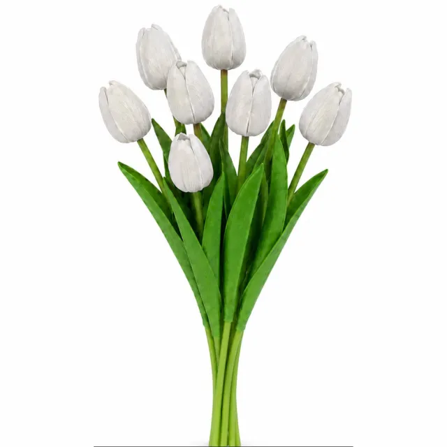 Purepeak Nep Tulpen Boeket 8 Stuks - Kunstbloemen - Nepbloemen voor Binnen en Buiten - Wit