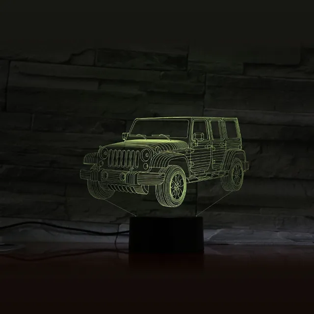 MC Living 3D Led Lamp Met Gravering - RGB 7 Kleuren - Jeep