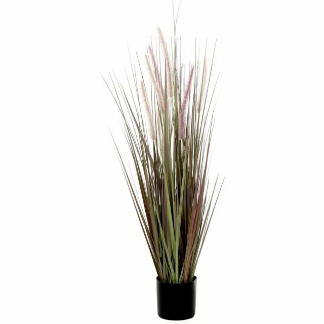 Mica Decorations Paarse Dogtail/siergras kunstplant 90 cm in zwarte pot - Kunstplanten/nepplanten