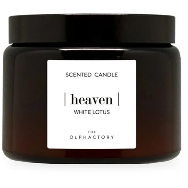 The Olphactory XL- Geurkaars 360 G -Heaven- White Lotus - 60 branduur in luxe amberkleurige glazen pot