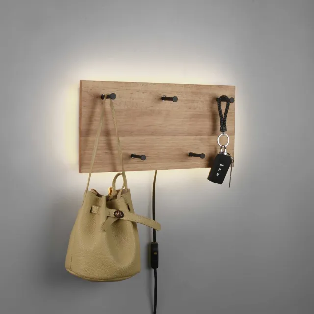 Mirrors and more Kapstok Romy LED 40 x 20 cm 5 haken Hout