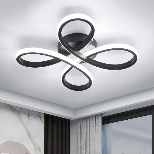 Riserva LED Plafondlamp modern minimalistisch bloemvormig zwart 28W drie kleuren 3000‑4500‑6500K dimbaar Ra80 voor woonkamer slaapkamer keuken