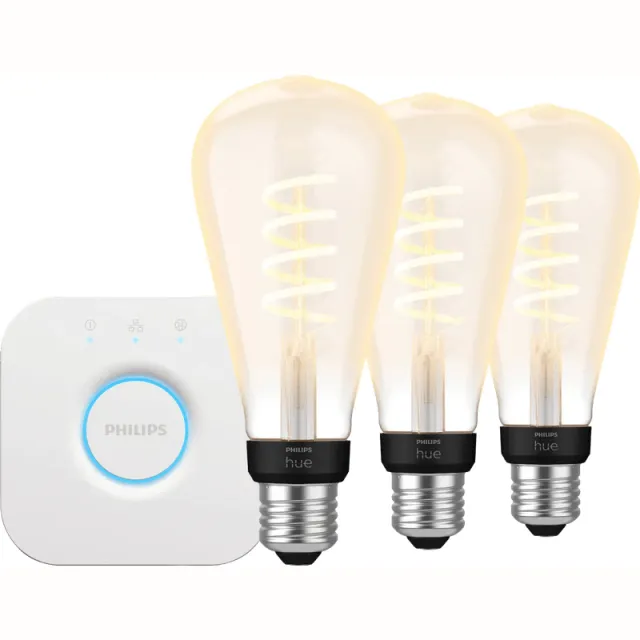 Philips Hue Filament White Ambiance Edison XL 3-Pack + Bridge