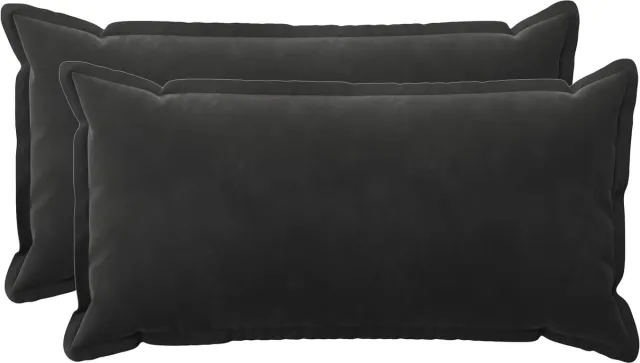 vidaXL Dekenkussen - 2 - st - HOUTEN - Zwart - 40 - x - 80 - cm - fluweel