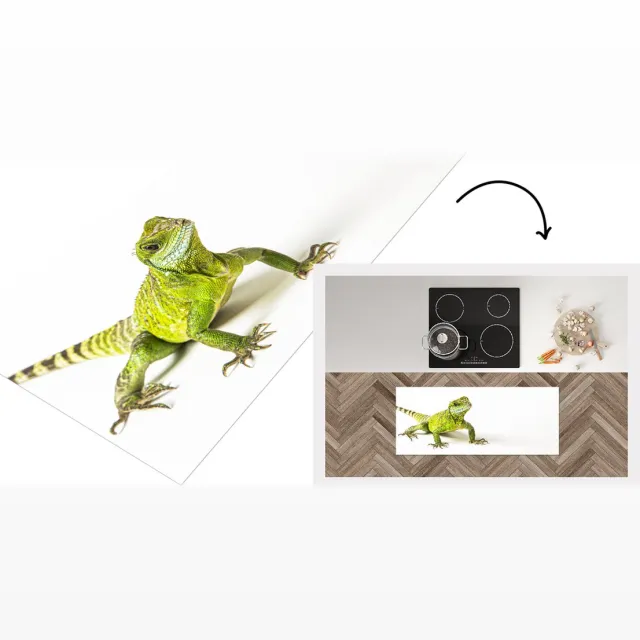 KitchenYeah Keukenloper - Loper keuken - Hagedis - Reptiel - Groen - Keukenloper vinyl Multicolor