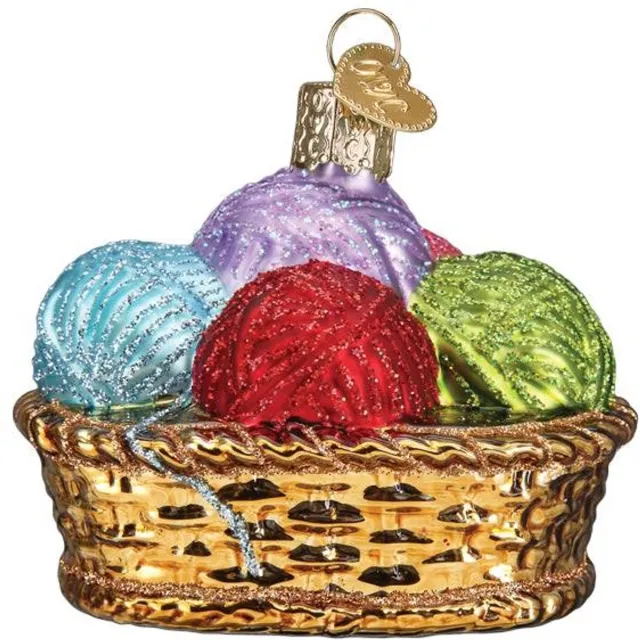 Old World Christmas Kerstbal Bolletjes Wol in Mand – Glazen Ornament – Old World Multicolor
