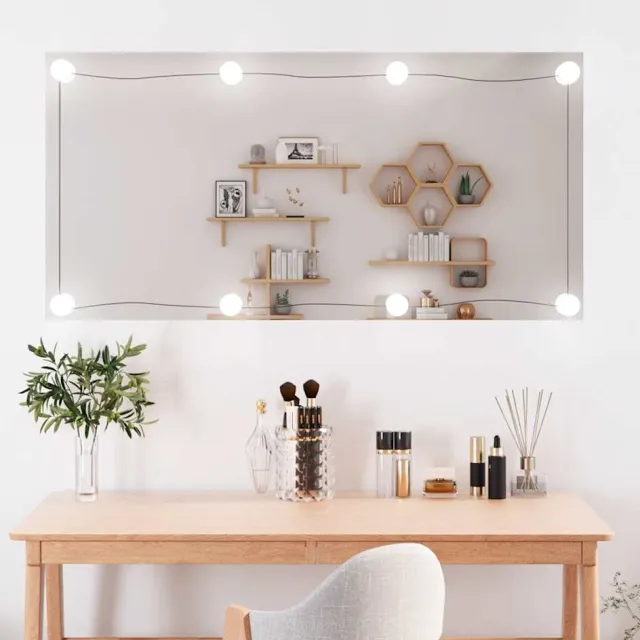 vidaXL Wandspiegel met LED's rechthoekig 50x100 cm glas Zilver