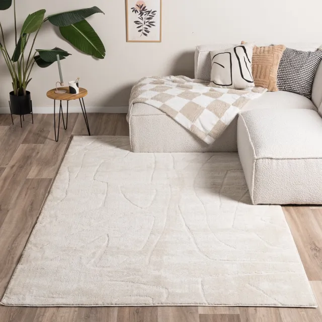 Fraai Japandi vloerkleed - Yori Abstract Lines Creme - 120x170cm Crème