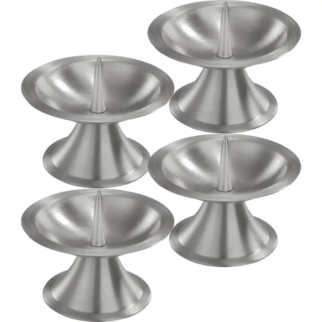 Trend Candles Luxe kaarsenhouder voor stompkaarsen - 4x - zilver - metaal - voor kaarsen van 5-6 cm