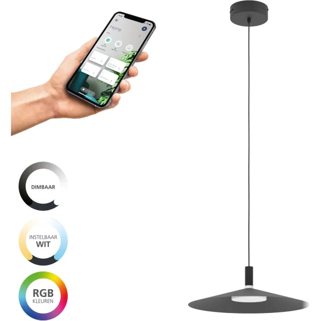 Eglo connect.z Conomavilla-Z Smart Hanglamp - Ø 45 cm - Zwart/Wit - Instelbaar RGB & wit licht - Dimbaar - Zigbee