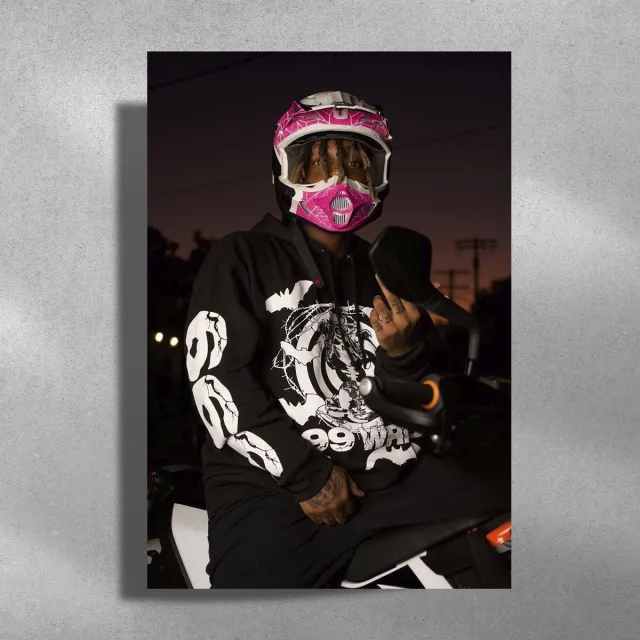 Luxe poster Juice Wrld - Metalen Poster 40x60cm - Fan Art - Riding zwart