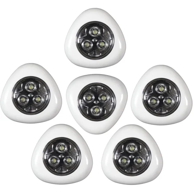 HOME DECO FACTORY LED Druklampjes set van 6x - wit - touch - zelfklevend