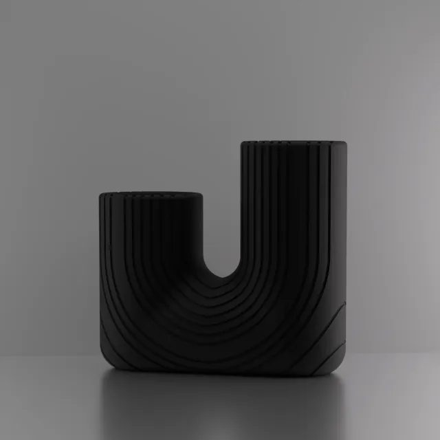 3d-gezellig Symbiose - Vaas - Zwart - Maat 15 cm - Kunststof - Modern - Bloemenvaas - 100% gerecycled PLA (bioplastic)