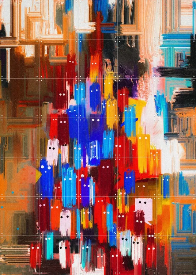IXXI Abstract Spooky, Vineet Suresh - 100 x 140 cm - Grote wanddecoratie en posters - Abstract, Kwaststreken, Modern, Gemengde Technieken, Kleurrijk Blauw