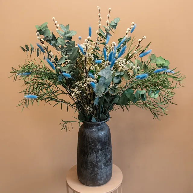 Roselin Deco Droogbloemen - boeket - Ida - 70 cm - Bladboeket - Eucalyptus - Droogboeket Wit