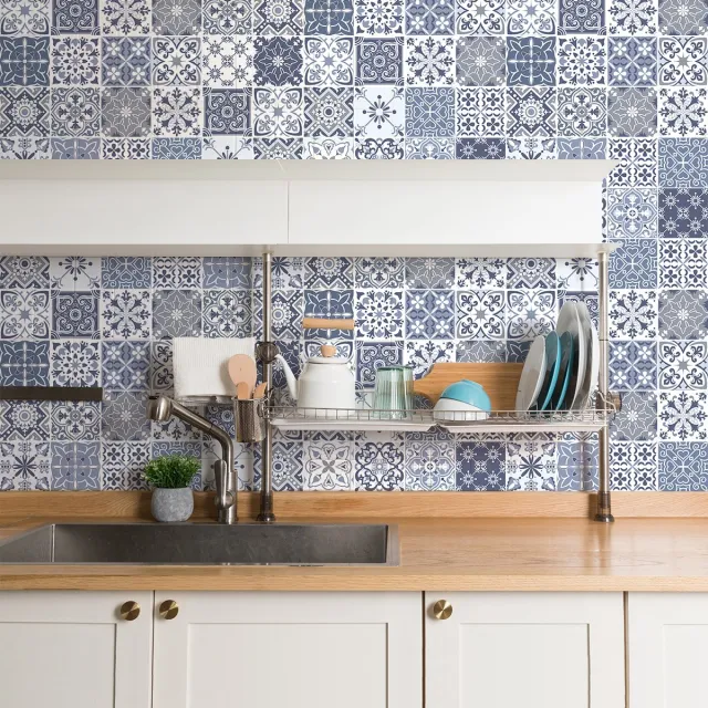 Ambiance Sticker Muurstickers - Zelfklevende tegelmuurstickers voor keuken en badkamer - 60 FRARI tegelstickers - 60 stickers 20x20cm Multi color