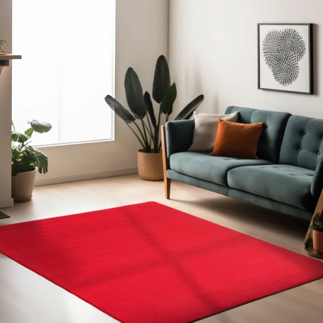 Muratap Sky Soft Uni Basic - Vloerkleed - Laagpolig - Effen Kleur - Rood - Woonkamer Tapijt- 80x250 CM