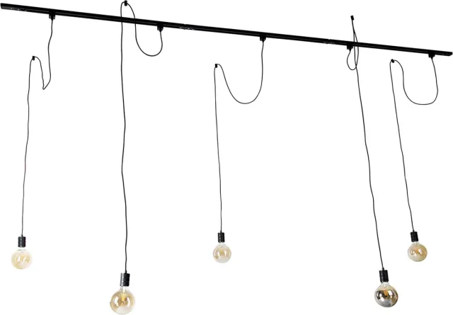 QAZQA cavalux - Moderne Spot railsysteem verlichting, railverlichting geschikt voor led - 5 lichts - L 286 cm - Zwart - Woonkamer