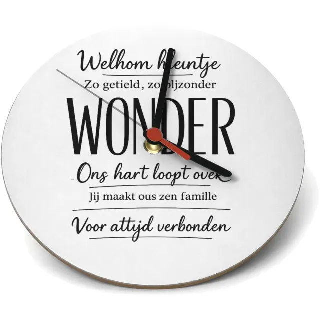 Mr Cadeautjes Klok rond Ø 19 - design Een warme familieboodschap met één krachtwoord als visuele b | cadeau Wit