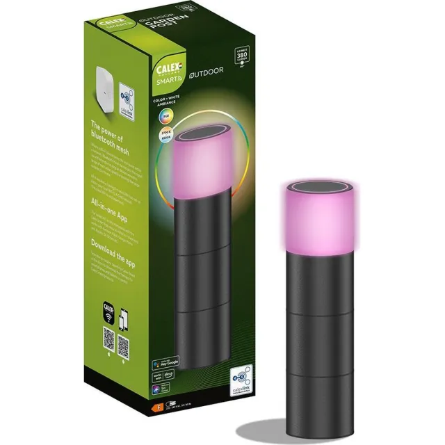 Calex Smart Outdoor LED Buitenlamp - Slimme Grondspot - Sokkellamp RGB en Warm Wit Licht- 4W - Zwart