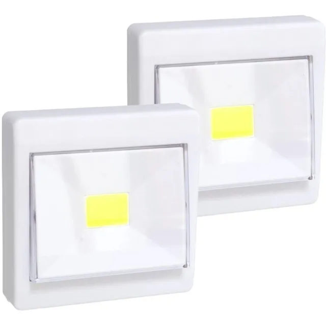 Gerimport Kastlamp - 2x - schakelaar - LED lampen - wit - 8.7 x 8.7 cm