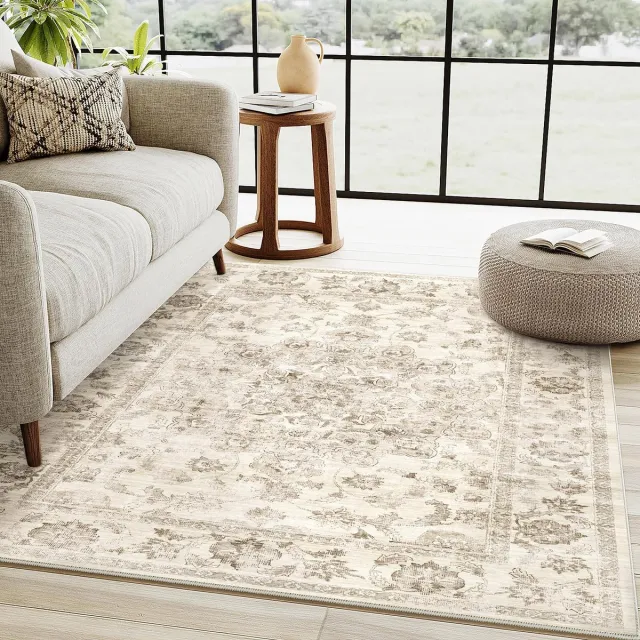 Ibenzoa Wasbaar vintage vloerkleed in beige tinten voor diverse woonruimtes