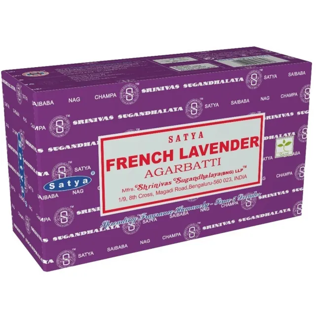 Satya french lavender wierook - franse lavendel - doos 12 pakjes van 15 gram lichtbruin
