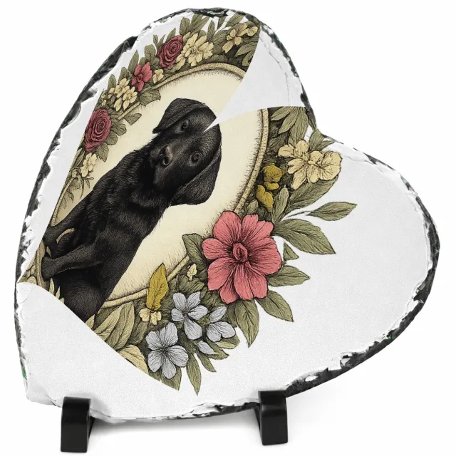 Mr Cadeautjes Leisteen hart 14 x 14 - design Een kat als rustige hoofdfiguur in een decoratief kader van | cadeau Wit