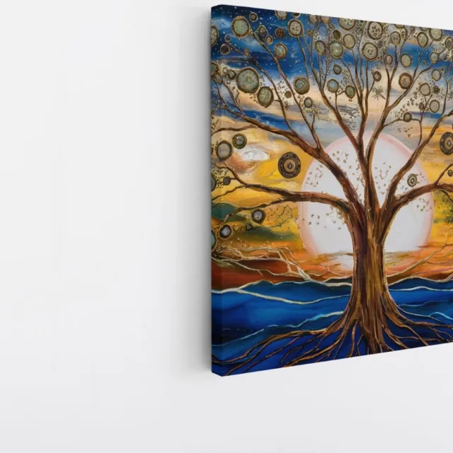Saammp Canvas Schilderij - Spirutele boom - Abstract - 20x20 - Foto op canvas - Wanddecoratie - Muurdecoratie Woonkamer - Slaapkamer decoratie - Canvas Print Multicolor