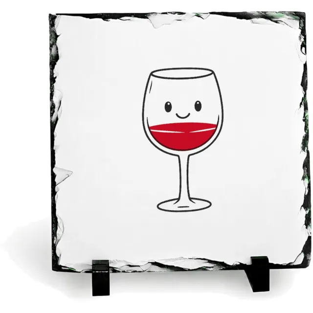 Mr Cadeautjes Leisteen vierkant 15 x 15 - design Een minimalistische koffiebeker met een blij gezicht en een | cadeau Wit