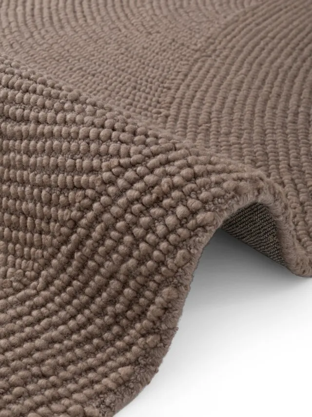 flycarpets Calmio Wollen Loper Taupe - Laagpolig - Japandi / Scandinavisch - 80x200 cm