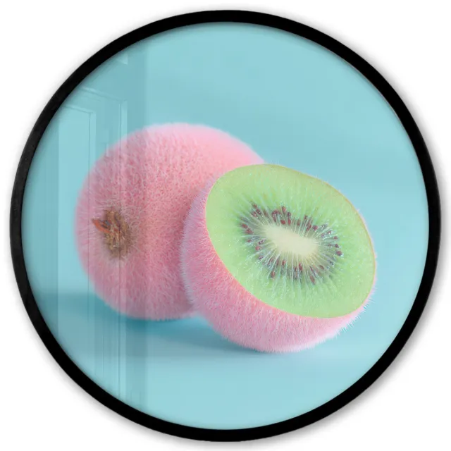 FrameYourWall Poster in lijst Rond - Fotolijst 40x40 cm - Posters - Kiwi - Blauw - Surrealistisch - Ronde posterlijst zwart - Decoratie - Wanddecoratie woonkamer - Muurdecoratie slaapkamer